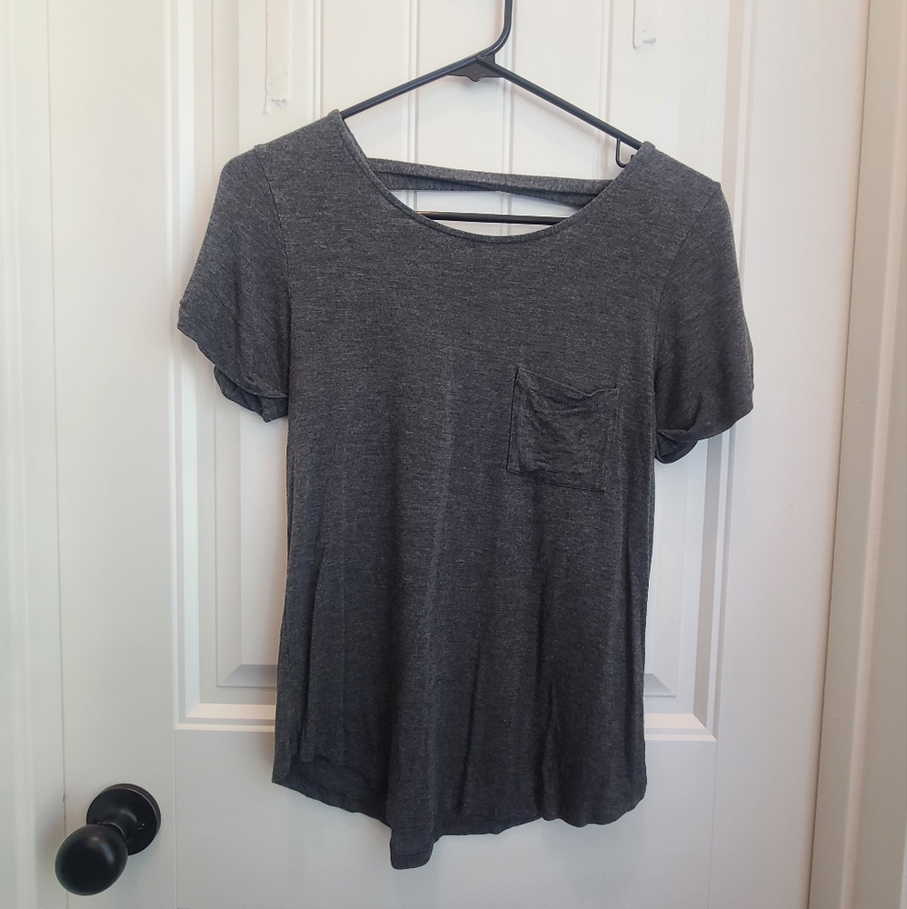 Gray cross back with pocket top